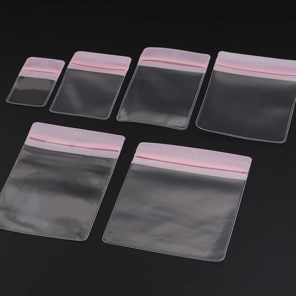 10Pcs Pink Transparent EVA Sealed Portable Jewelry Storage Bag for Necklaces Rings Earrings Anti-Oxidation Jewelry Accessory Bag