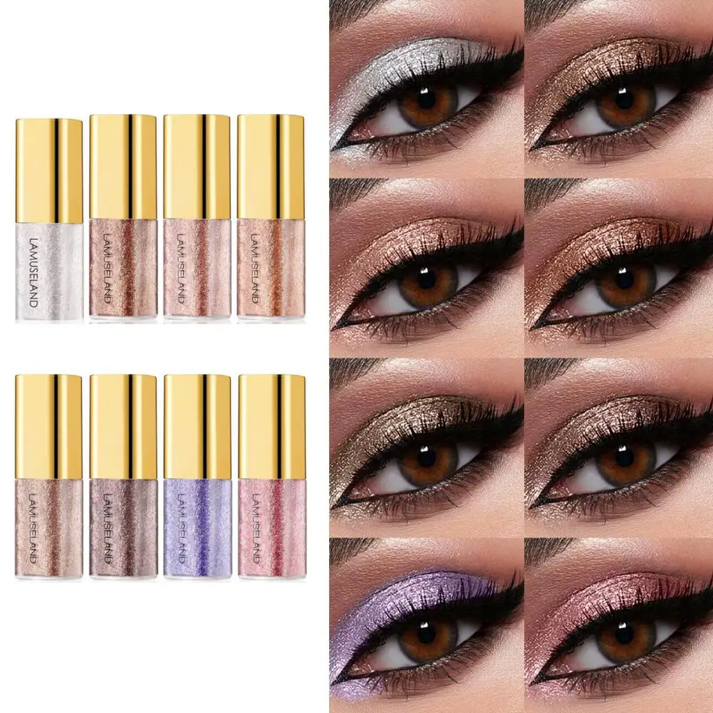 Mini sombra de ojos líquida nacarada, larga duración, resistente al agua, sombra de ojos líquida brillante de diamante, resaltador de belleza, cosmético para ojos
