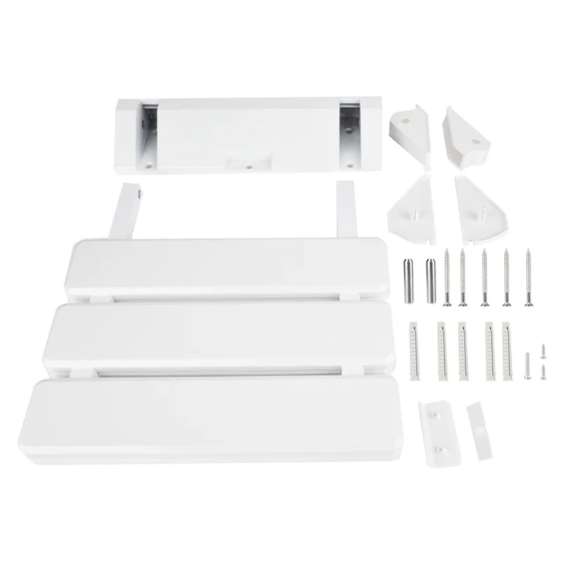 

Wall Mounted Drop Leaf Shower Seat Foldable Bathroom Bench For Home Sauna Room Use White