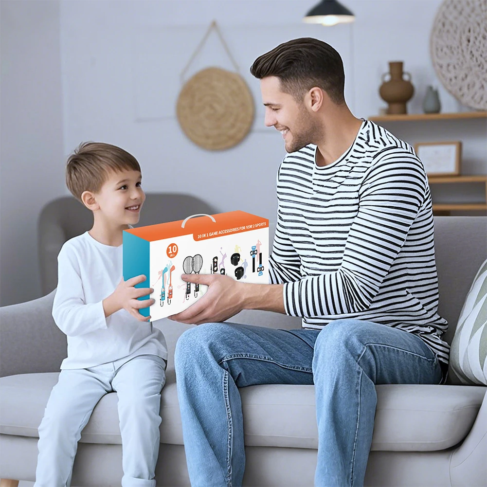 Pacchetto di accessori sportivi 10 IN 1 per Nintendo per Switch 2 Joy-Con Racchetta da tennis Golf Club Bracciale con cinturino per gamba