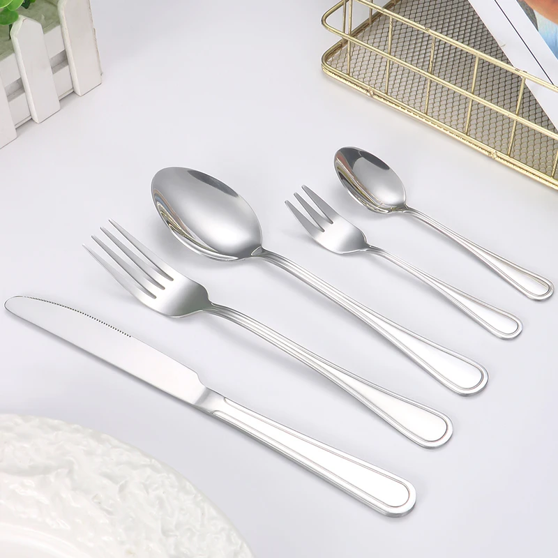 6/30pcs Stainless steel cutlery set steak knife and fork dessert fork and spoon high-end suitable for restaurants and hotels