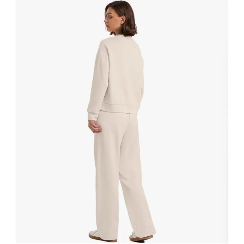 2026 Autumn Long Sved Hoodie And Wide Leg Pants Two Piece Set Women's Casual Comfortable Fashion Outfit