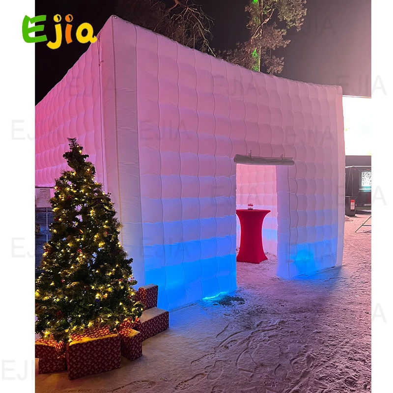 Grande tenda gonfiabile per cubetti da discoteca, cubo d'aria portatile, gazebo quadrato, sala eventi, tenda, casa con luce da discoteca e ventilatore per la festa