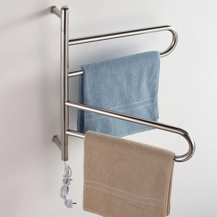 

eu-Manufacturer Bathroom Stainless Steel Rotating Towel Rails Electric Heated Towel Drying Rack#