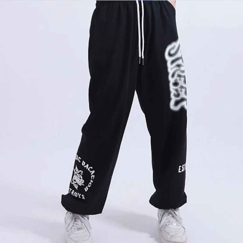 Pantalones de chándal de baile de Jazz y Hip-hop para mujer, pantalones deportivos holgados informales de estilo americano con estampado de letras, ropa de calle Y2k, Joggers de tendencia a la moda