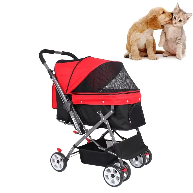 รถเข็นพับได้สำหรับสัตว์เลี้ยง HC-R023 ดีไซน์ใหม่ สำหรับสุนัข แมว และอื่นๆ ใช้สำหรับเดินทาง พกพา และเป็นรถเข็นสัตว์เลี้ยง
