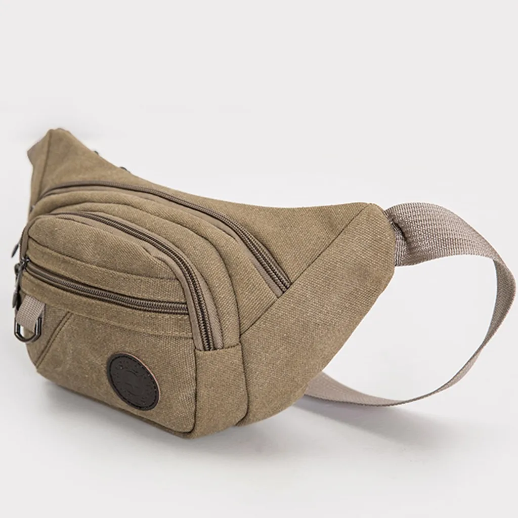 Waist Bag Canvas Fanny Pack For Men Women Belt Pouch Male Bum Hip Belly Banana Kangaroo Lady Side Mobile Phone Work Waistbag Sac