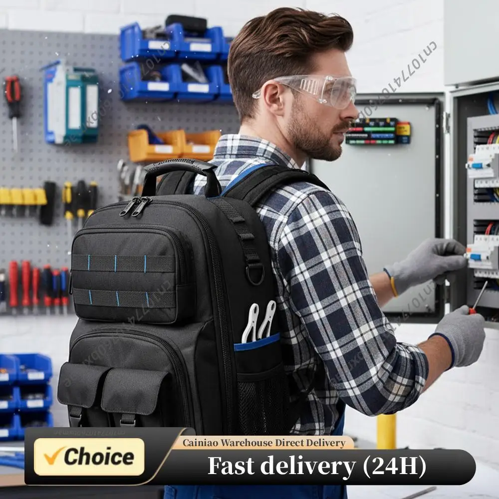 heavy-duty-electrician-backpack-wear-resist-multi-compartment-organizer-bag-hardware-tool-storage-bag-removable-tool-organizer