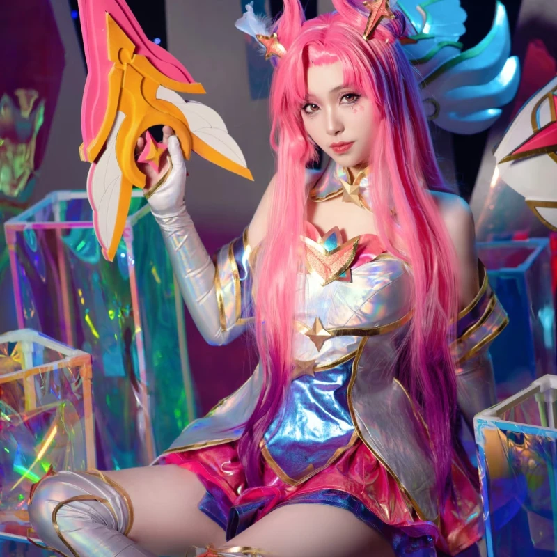 LOL ستار/ليج أوف ليجندز لعبة جارديان كايسا أزياء تنكرية للنساء فستان أغطية الرأس مجموعة ملابس حفلات كرنفال الهالوين البدلة