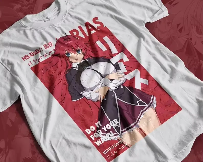 Rias Gremory Anime T-shirt Unisex Anime Lovers Shirt  Graphic Manga Shirt Cheap Clothing Y2k Clothes Man Men's T-shirts
