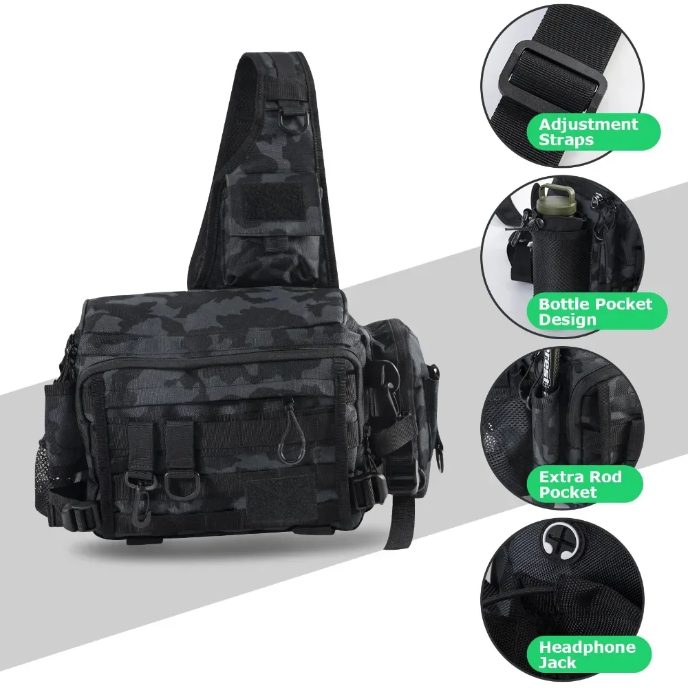 Bolso de pesca cruzado impermeable resistente para señuelos y aparejos - imagen 4