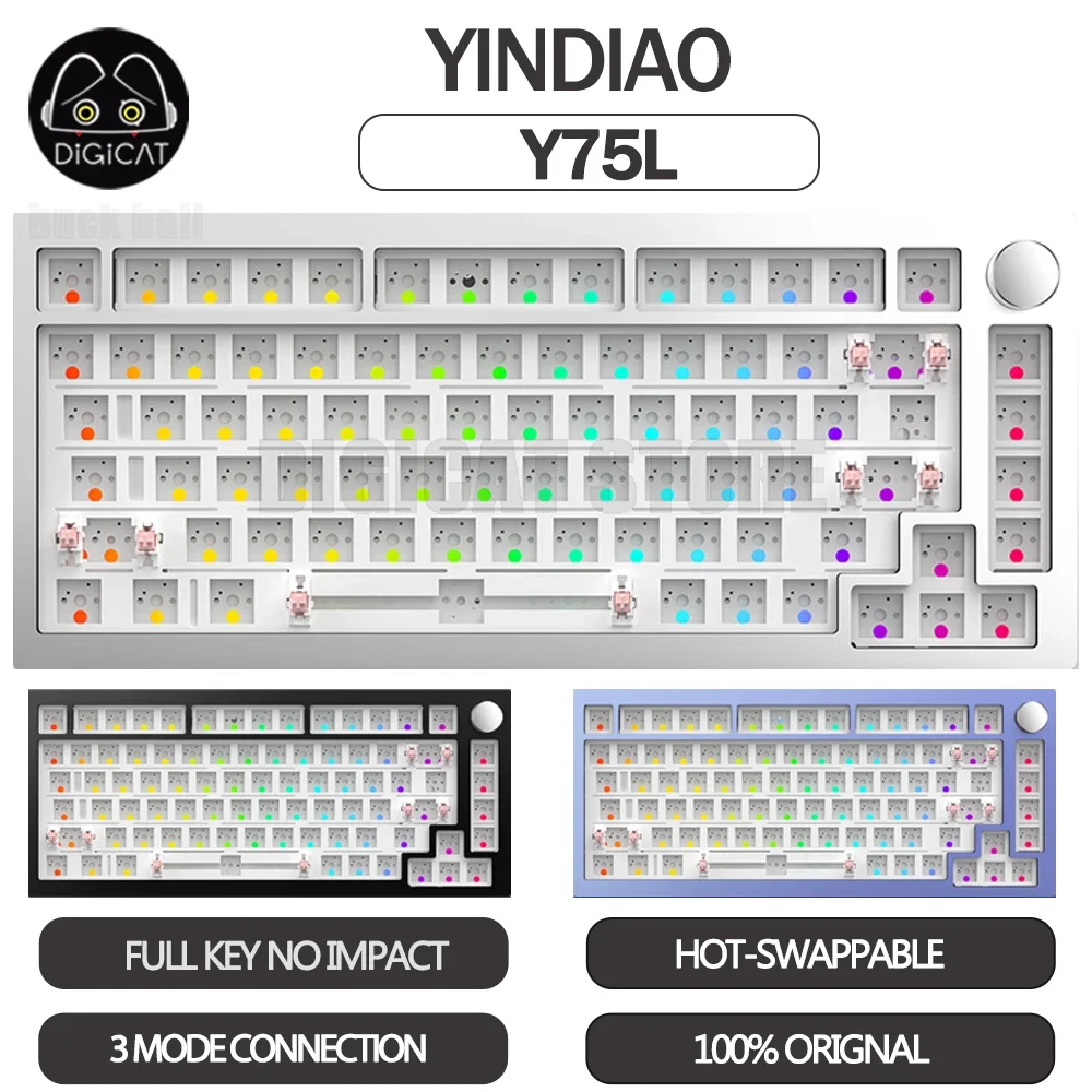 

Y75 Mechanical Keyboard Kit Wired Gaming Keyboard Kits Hot-swap Rgb BlcakLight Custom 82key Aluminium Gasket Gamer Keyboards kit