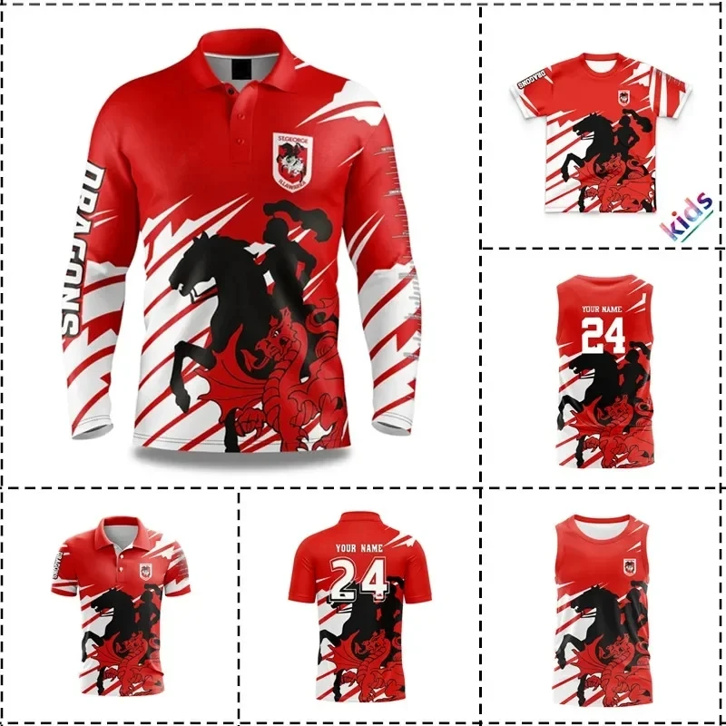 Customization 2024 St George Illawarra Dragons Fishing Shirt Rugby Jersey - Men's Size: S-5XL（Print Custom Name Number）