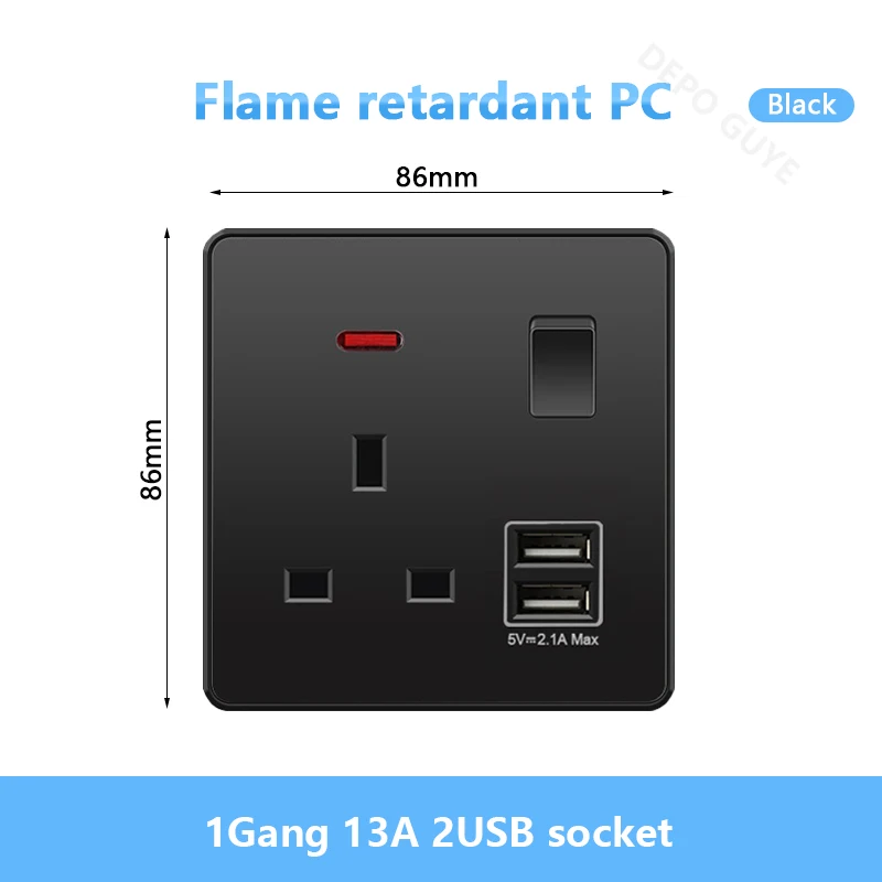 Variant: 1Gang 13A 2USB