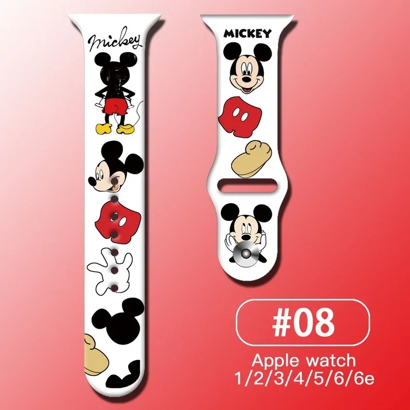 Disney Mickey Mouse Apple Watch Band Anime Strap for Iwatch Bracelet 41 42 45 44 40 38mm Series Minnie Cartoon Replacement Strap