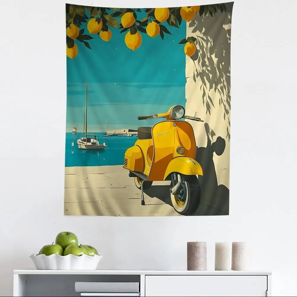 Mediterranean Lemon cartoon Cartoon Tapestry Art Science Fiction Room Home Decor Wall Hanging Home Decor