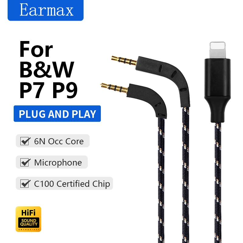 

For B&W P7 P9 Earphones Replaceable Lightning to P7 P9 Upgrade Cable
