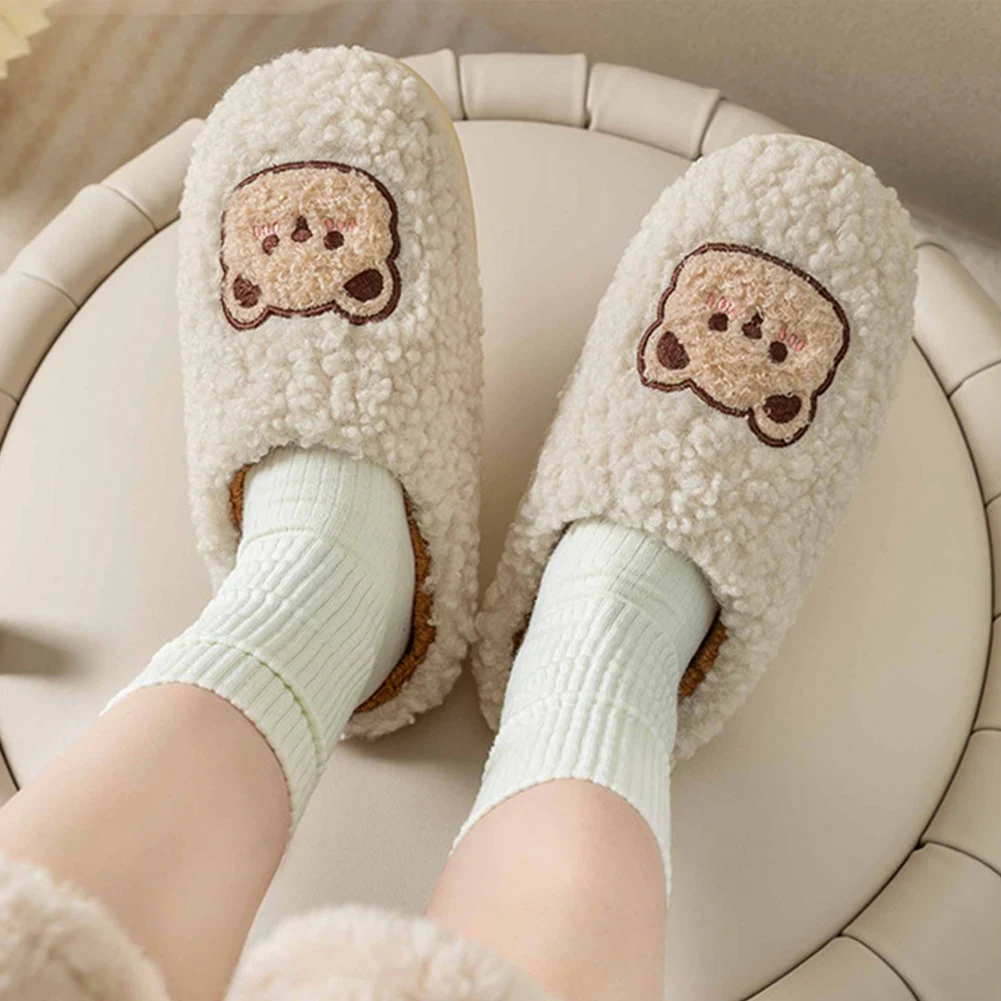 

Plush Bear Slippers Fuzzy Indoor Slippers Anti Slip Fluffy Preppy Slippers Comfortable Warm Bear Slippers Cute for Autumn Winter
