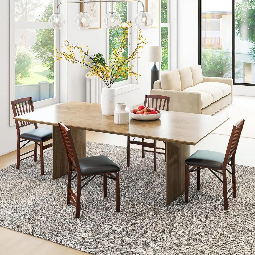 

Folding Dining Chairs Set of 4, Wooden Kitchen Chairs with Padded Seat & Solid Wood Frame, 400 LBS Weight Capacity, Customized