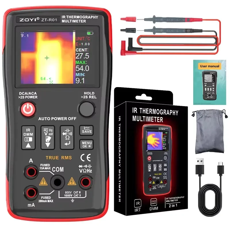 ZOYI ZT-R01 Portable HD Thermal Imager Digital Multimeter 2-in-1 Electrician Tool -20~550 384x288 Thermal Resolution