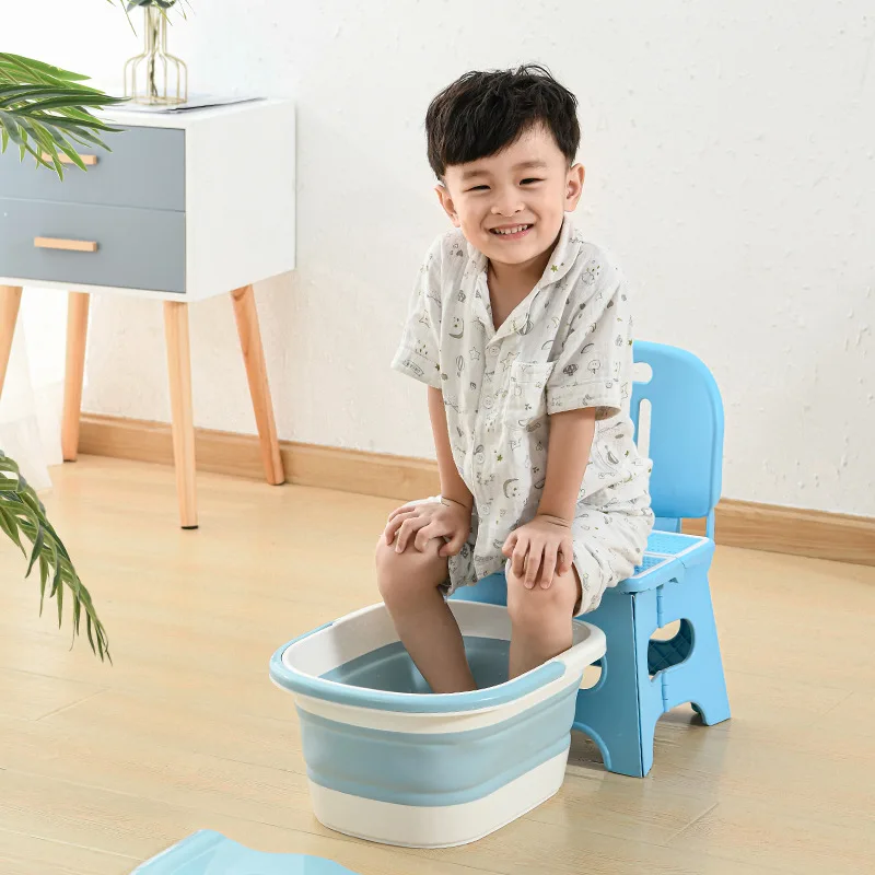 Collapsible Footbath Plain Foaming Massage Bucket  Foldable Bucket Foot Bath Bucket Bathroom Foot Wash Basin Laundry Baskets