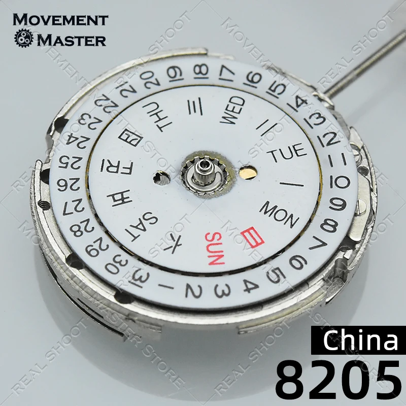 Cina 8205 movimento a tre pin a tre punti doppio calendario bianco 8215 pezzi di ricambio per movimento dell'orologio