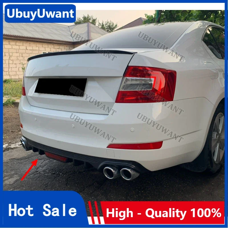 For Skoda Octavia 2014-2018 rear lip modified black rear spoiler diffuser splitter car kit With Brake Light