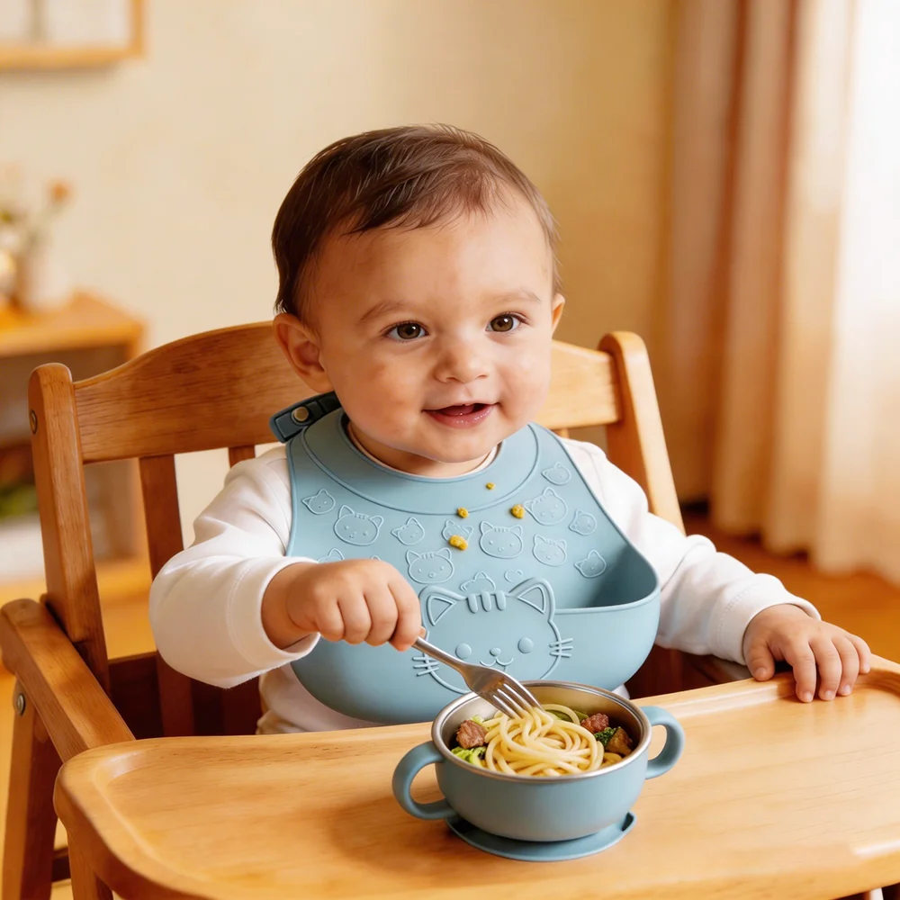 

Waterproof Silicone Baby Bib - Playful Kitty Silicone Bib Ultra-Lightweight Bib