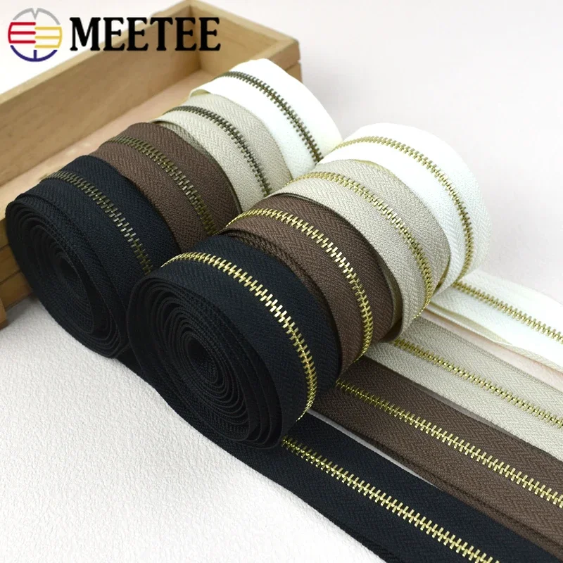 1-5M 5# Meetee Metal Zipper Sewing Zippers Closure Bronze Zip for Clothes Zips By The Meter Bag Jacket Repair Kits Accessories