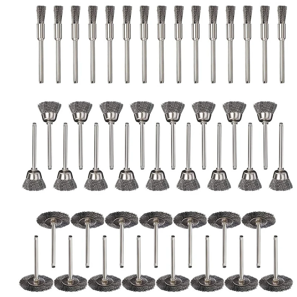 Dremel 15/60 Stuks Draad Wiel Cup Borstel Set Gekrompen Rvs Stiftslijper Roterende Elektrische Gereedschap Boor Polijsten dremel Tool