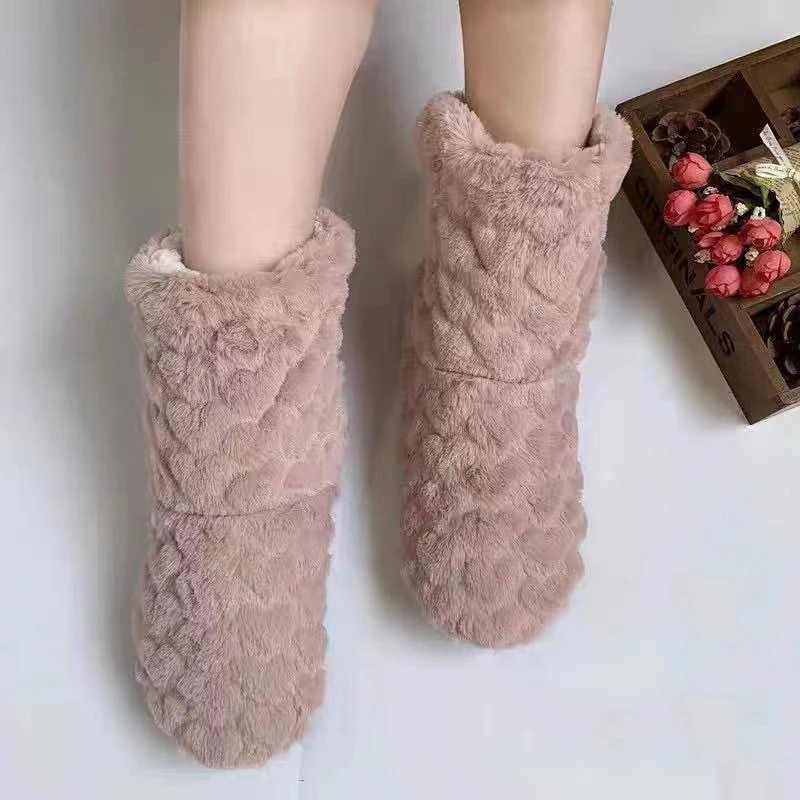 Winter Thick Thermal Socks Slipper Women Warm Home Soft Thickened Plus Velvet Sleeping Anti Slip Floor Slipper Sock Christmas