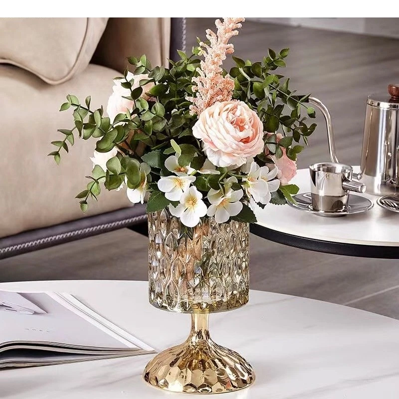 

Electroplated Glass Vase Creative Desktop Decoration Flower Plant Flower Pot Flower Arrangement Vase Home Living Room Decoration