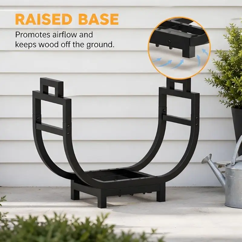 Split Rack 30-in Black Metal Stand with Open Ventilation Frame and Side Grips for Porch Garage Backyard and Indoor M4YD