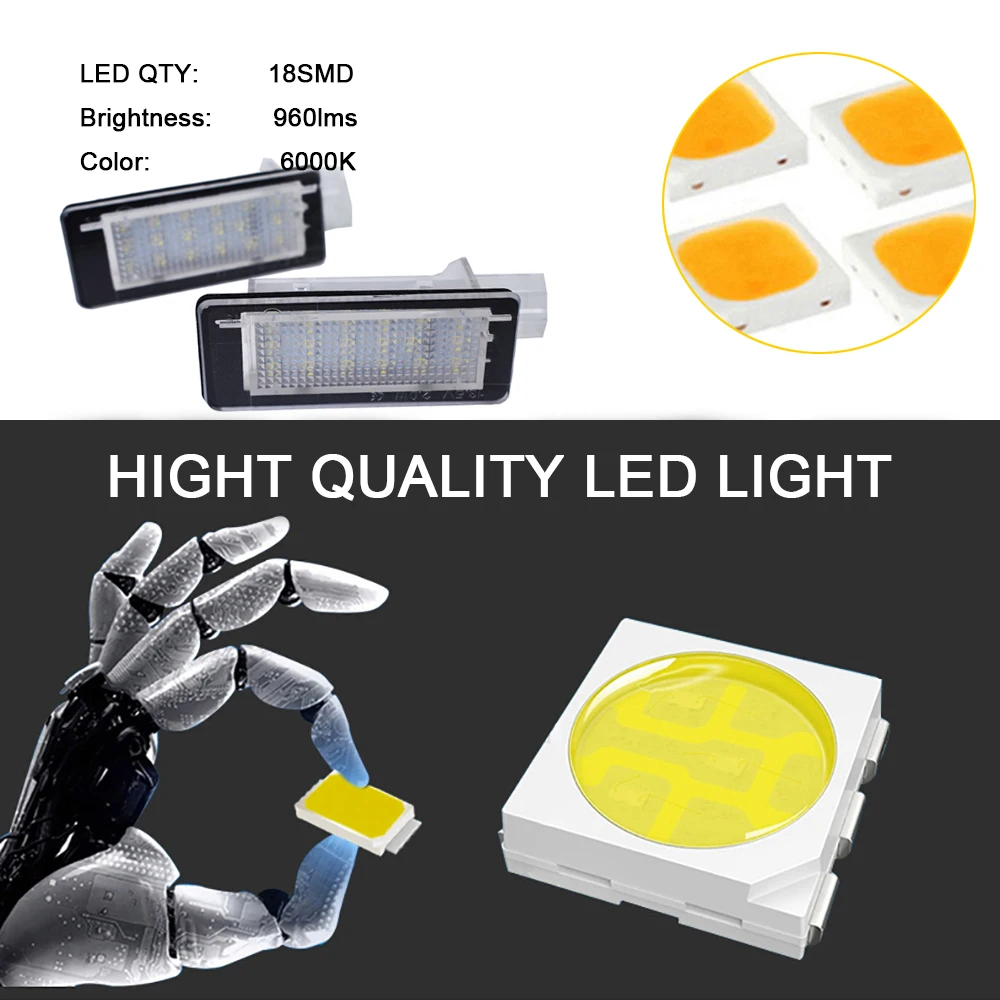 2Pcs Canbus Tail License Plate Led Lights For Renault Captur Kaptur Espace Fluence Scenic Latitude Laguna Modus Zoe Dacia Duster