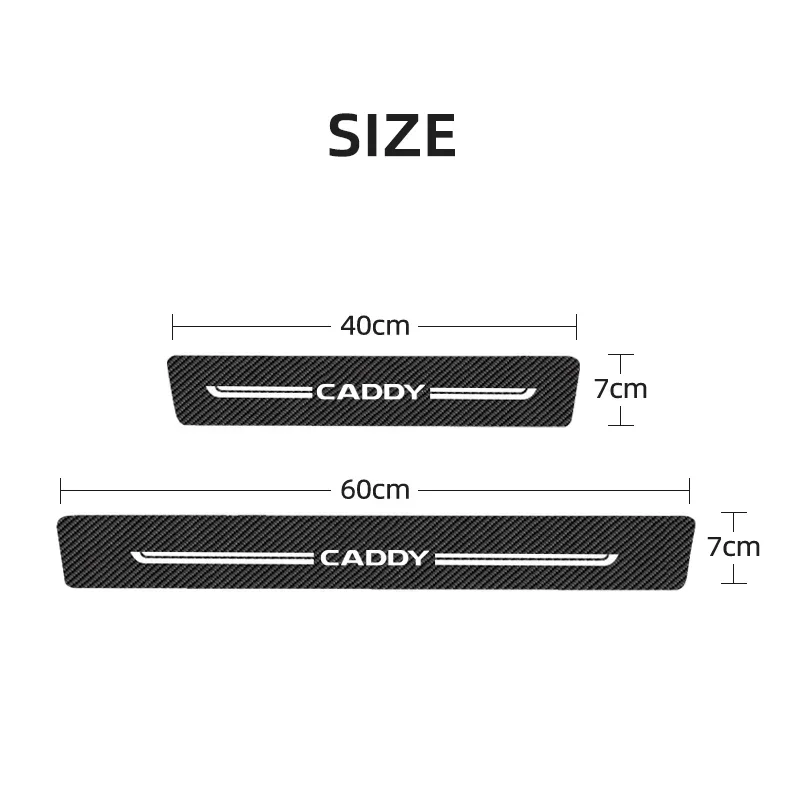 

for Volkswagen VW CADDY Logo Car Door Sill Protective Plate Carbon Fiber Trunk Bumper Strips Anti Scratch Threshold Stickers