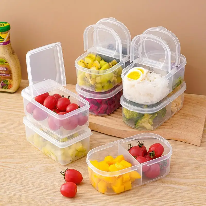 Sealed Plastic Food Storage Container Single & Double Compartment Portable for Spices Herbs Home Kitchen Camping Use