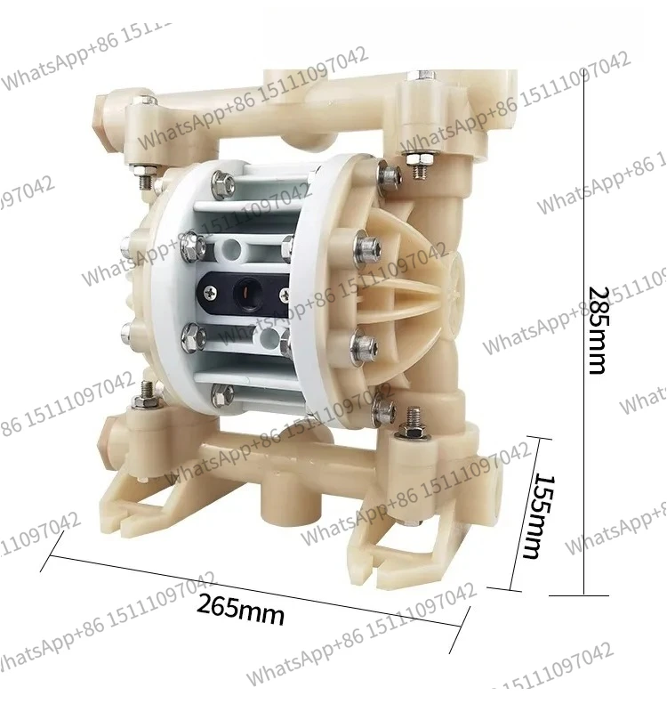 pneumatic diaphragm pump, acid and alkali resistant small fluoroplastic PVDF full plastic high flow pump