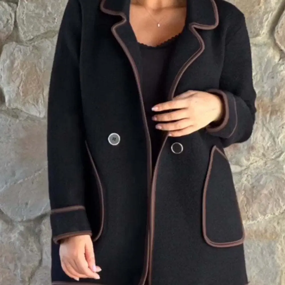 

Осенне-зимнее двустороннее шерстяное пальто, элегантный костюм с воротником, женская модная верхняя одежда, транссеокеанская торговля, стильная верхняя одежда