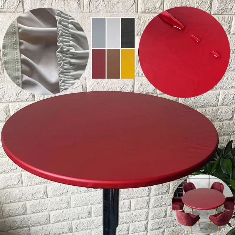 New 60-140cm Weding Round Table Cover Waterproof Case Dining Table Oil-Proof Elastic Tablecloth Fitted Wedding Decoration Hotel