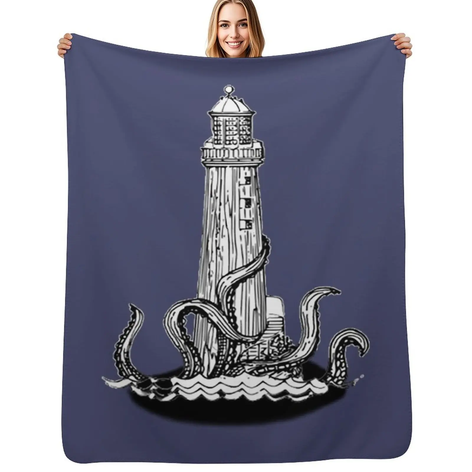 

the lighthouse & the kraken Throw Blanket Cozy Sofa Blanket for TV Watching Napping