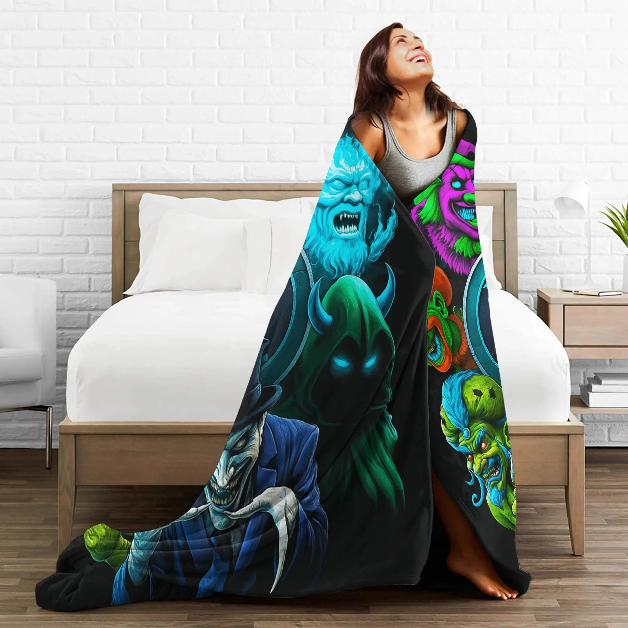 مجنون مهرج بوسي الفرقة بطانية قطيفة الاطفال الكبار الفانيلا رمي بطانية للخارجية الدافئة لينة تصميم جودة المفرش عيد ميلاد