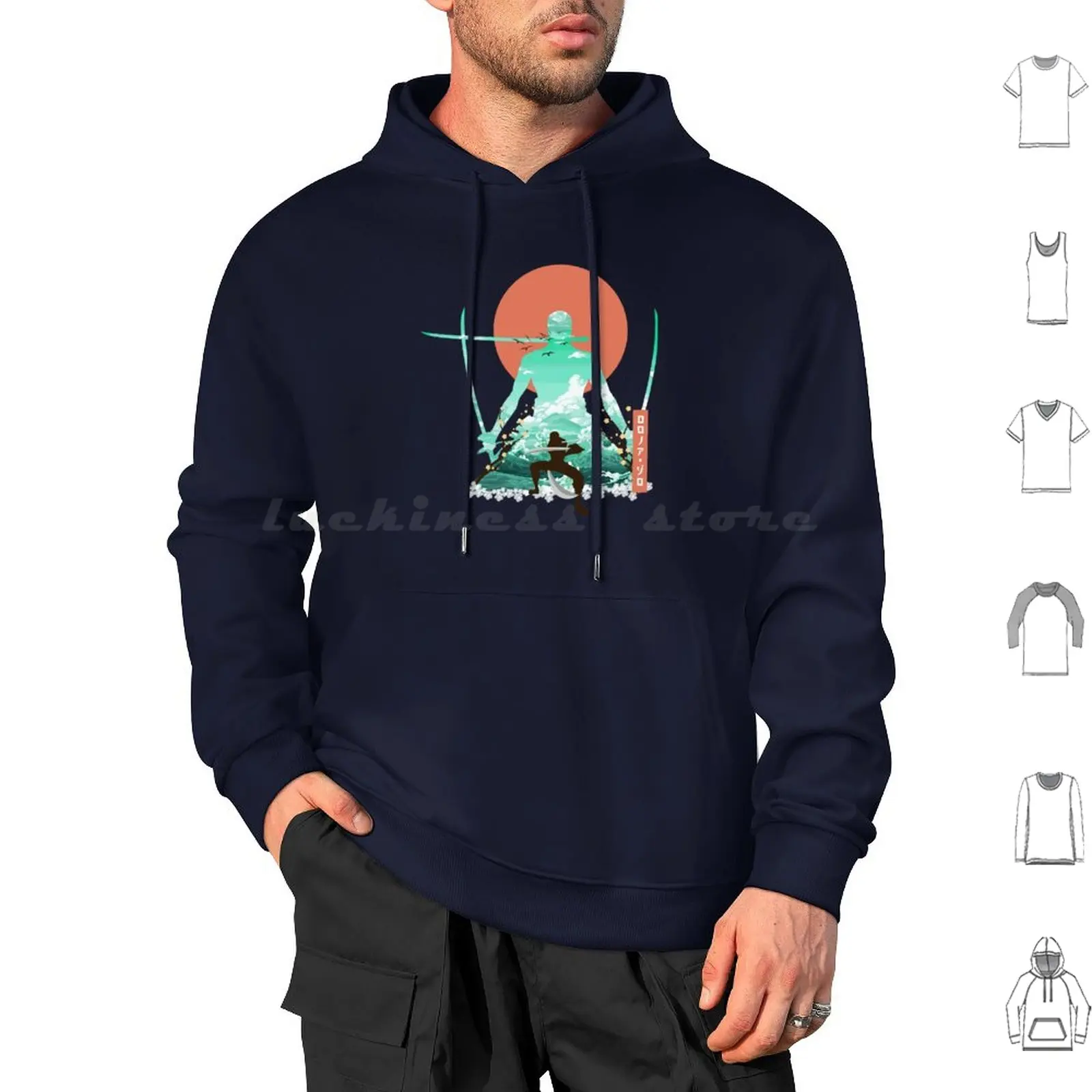 Roronoa Zoro Colorful Waves-#O25 Hoodie cotton Long Sleeve Anime Roronoa Zoro Luffy Zoro Hats Monkey D Luffy Manga Zoro