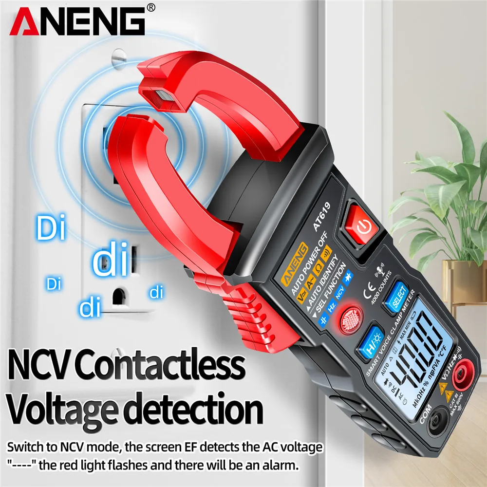 

ANENG AT619 4000 Counts Digital Clamp Meter with Voice Broadcast DC Current Tester Professional Multimeter for Electrical