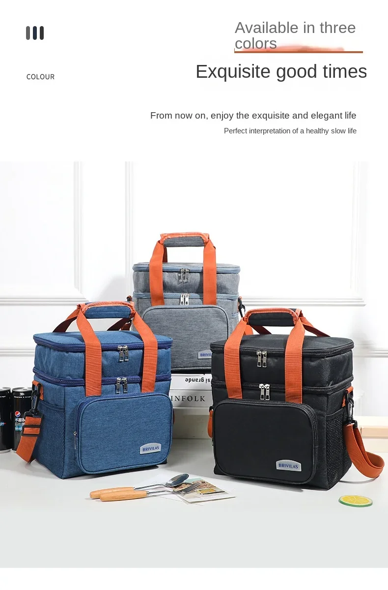 Tragbare Lunchtaschen mit doppelter Schicht, Lebensmittelbox, robuste Camping-Rucksäcke aus Oxford-Gewebe, Kühlbox, große Kapazität, ideal für Picknicks, langlebig, für Grillabende im Freien. – Detail 15