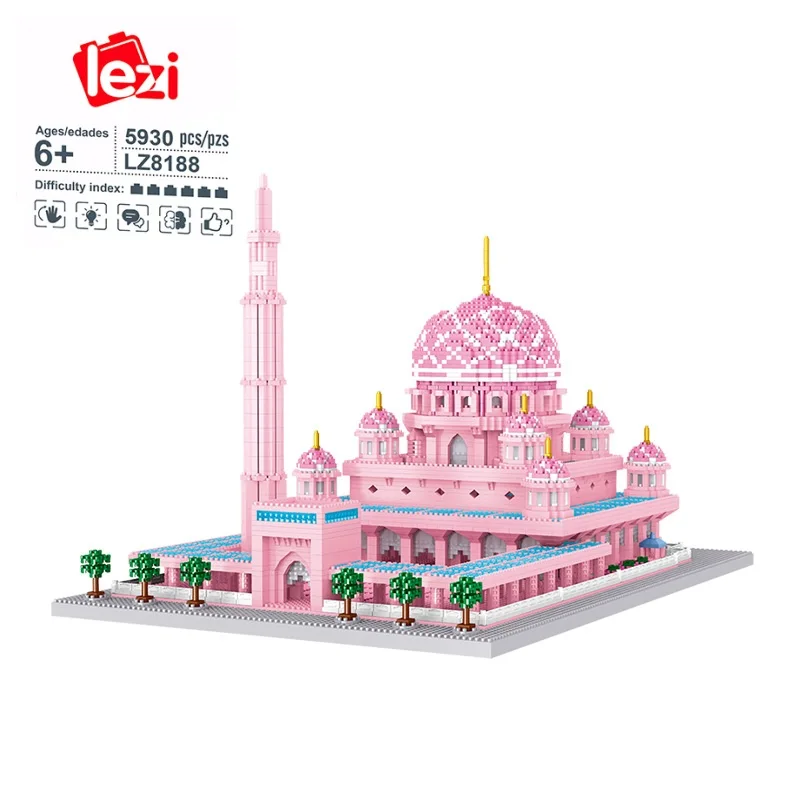 

5930PCS LEZI Mini Blocks Masjid World Creative Architecture Building Mosque Micro Bricks Toy for Kids Gift Girls Present 8188