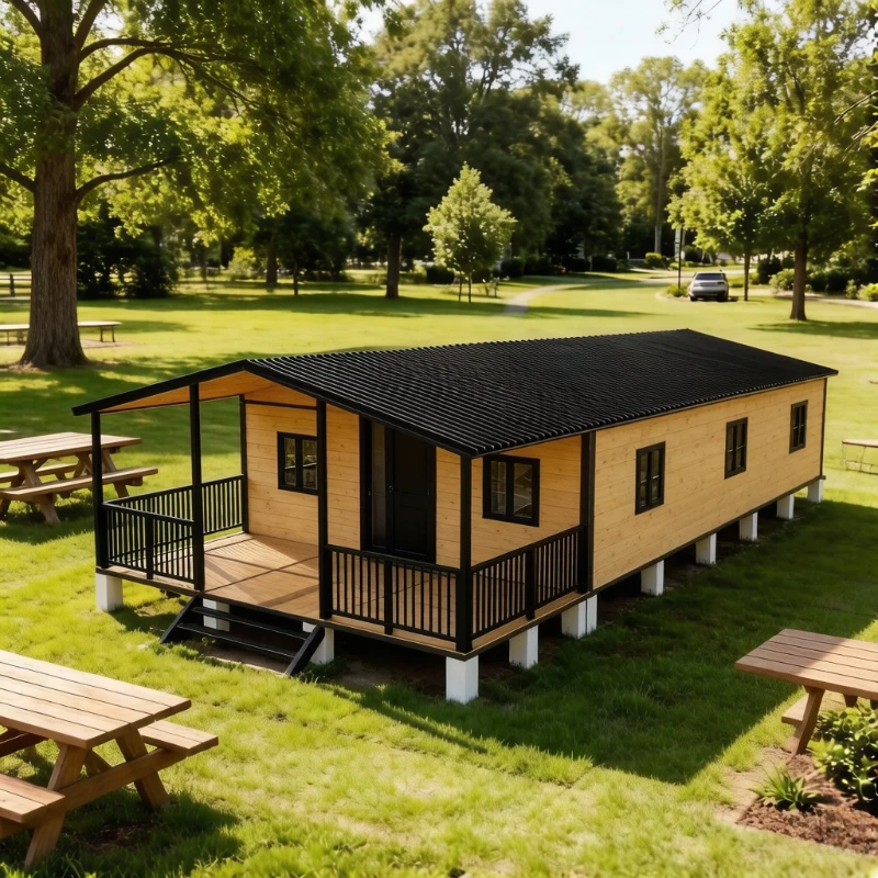 Casa Prefabricada, Casa Móvil Pequeña con Terraza, Casa Contenedor Expandible de 20 Pies x 40 Pies, Casas Modulares, Cuartos de Jardín