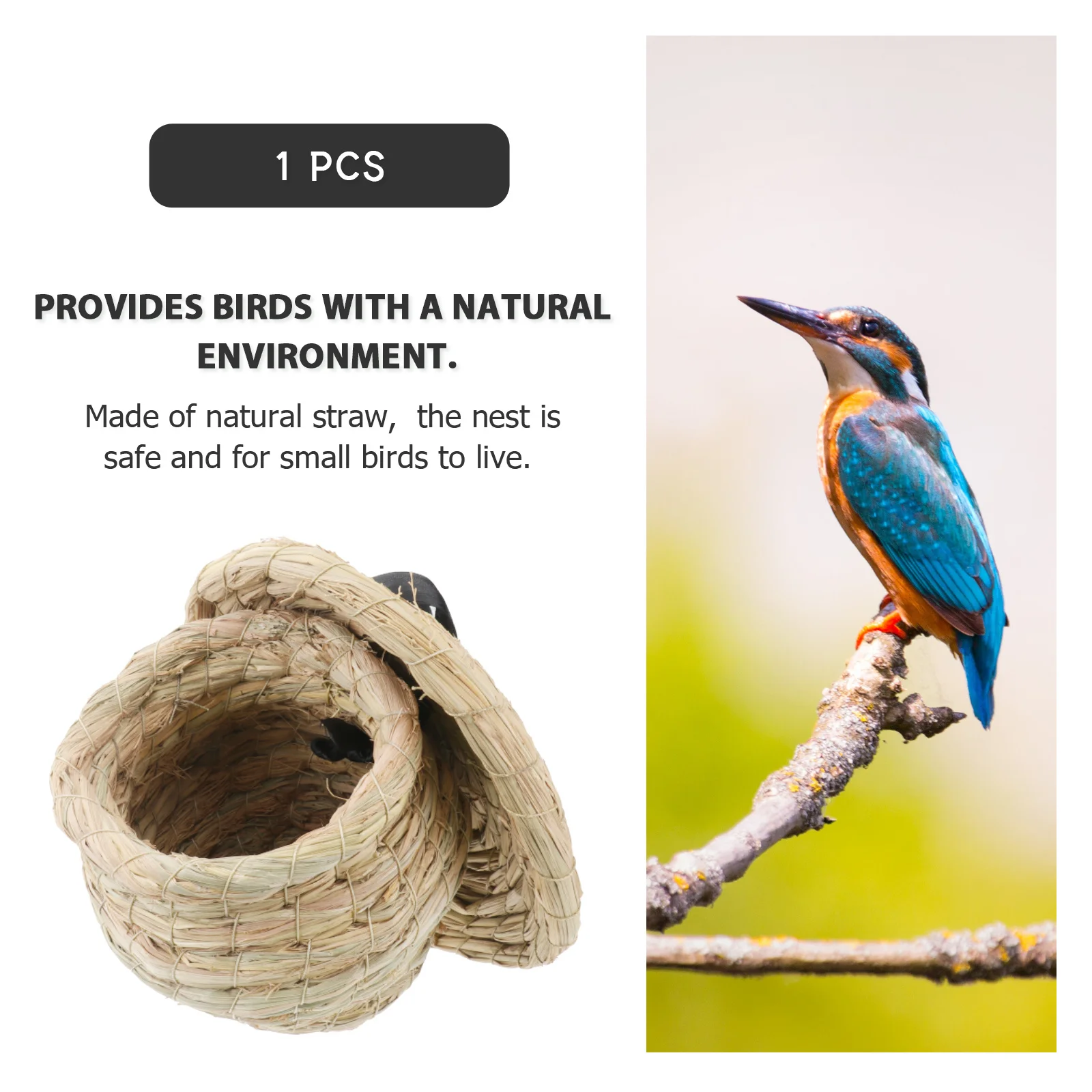 

Handwoven Bird Nest Natural Straw Home for Parakeets Budgerigar Small Pets Warm Safe Cage Random Rope Color Handwoven Bird Nest