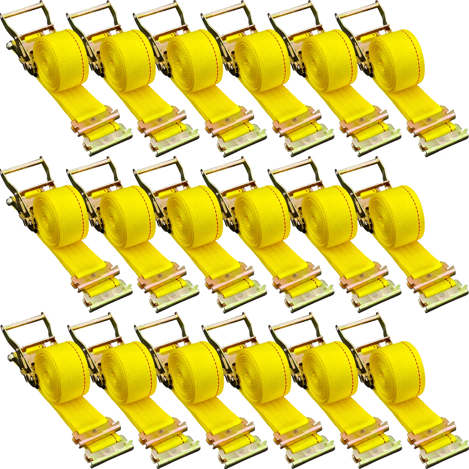 VEVOR E-Track ratelriem 18-pack 2 "x 15' E-railriemen 4400 lbs breeksterkte voor motorfietsen bandenaanhangwagen belastingen geel