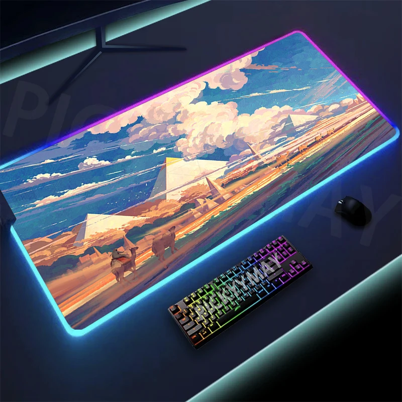 Imagem -05 - Paisagem Rgb Gaming Mousepad Grande Led Gamer Mousepad pc Desk Mat Luminous Mouse Pad Tapetes de Teclado Grandes Tapete de Mesa com Retroiluminação