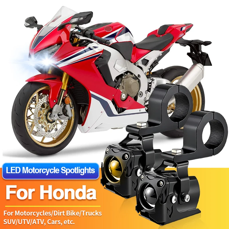 

1/2PCS LED Universal Motorcycles Headlight 2 Color Fog Light UTV ATV for Honda ADV150/CB190R/CB250/CB300R/CB500F/CB650R/CB1000R